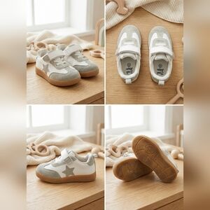 Kids Star Sneakers in White and Gray